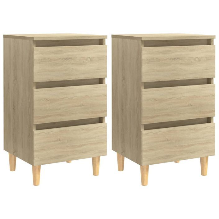 Tables de chevet pieds en bois 2 pcs Chêne sonoma 40x35x69 cm - Photo n°1