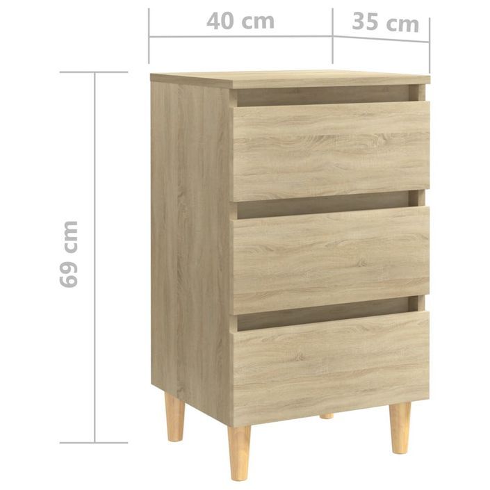 Tables de chevet pieds en bois 2 pcs Chêne sonoma 40x35x69 cm - Photo n°8