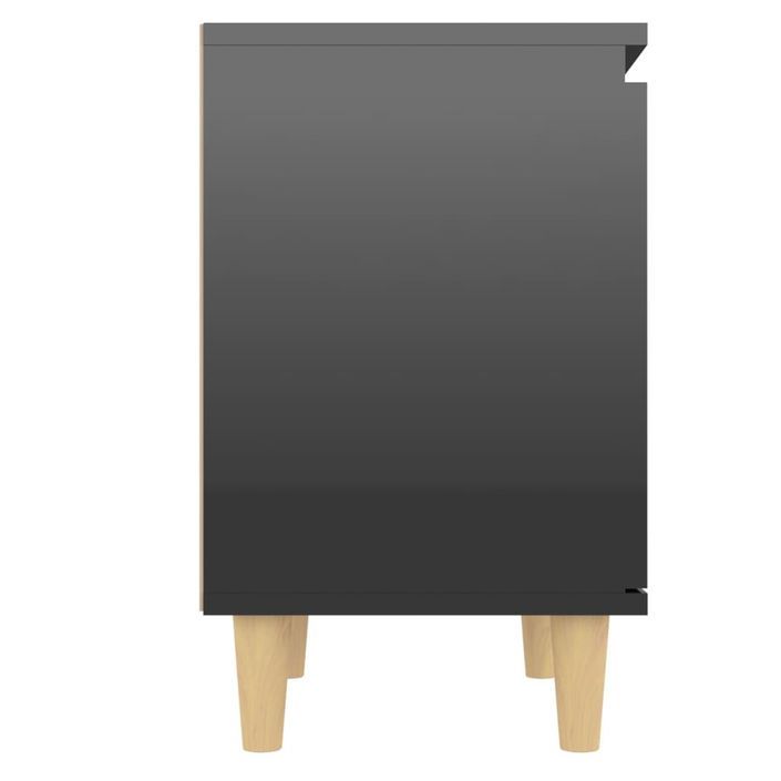 Tables de chevet pieds en bois 2 pcs Noir brillant 40x30x50 cm - Photo n°8