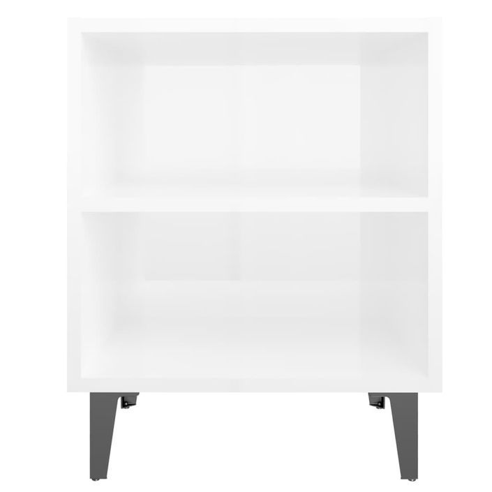 Tables de chevet pieds en métal 2 pcs Blanc brillant 40x30x50cm - Photo n°5