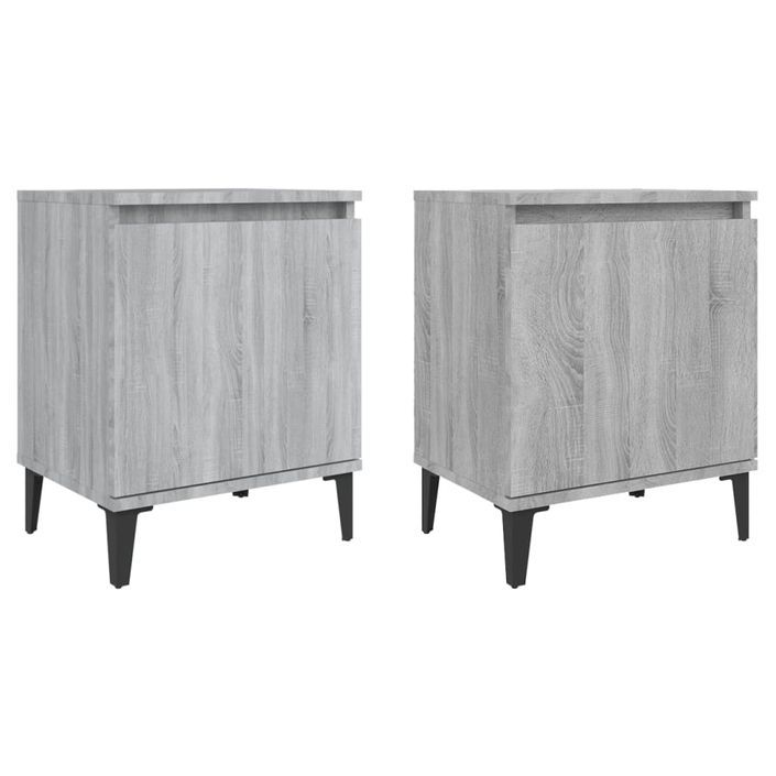 Tables de chevet pieds en métal 2 pcs Sonoma gris 40x30x50 cm - Photo n°1