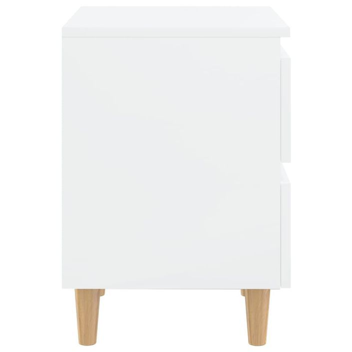 Tables de chevet pieds en pin 2 pcs Blanc brillant 40x35x50 cm - Photo n°6