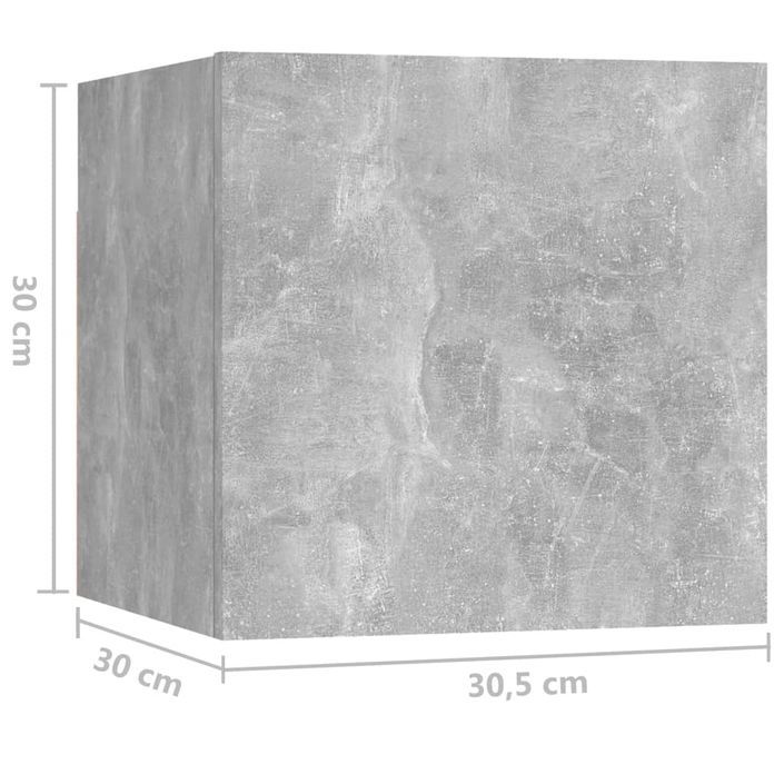 Tables de chevet suspendu 2 pcs Gris béton 30,5x30x30 cm - Photo n°11