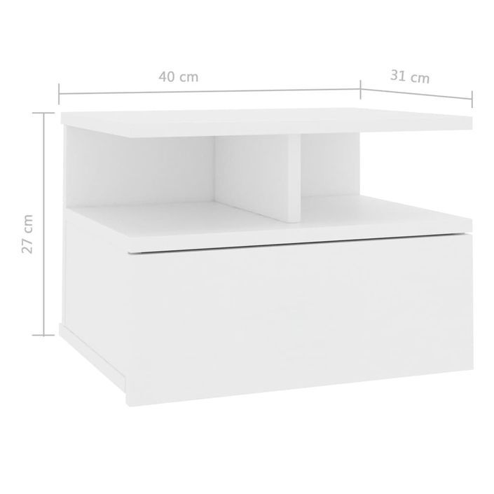 Tables de chevet suspendues 2 pcs Blanc 40x31x27 cm - Photo n°7