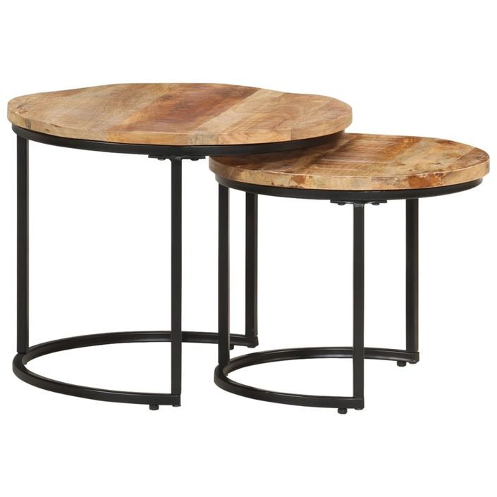 Tables gigognes 2 pcs Bois de manguier brut - Photo n°10