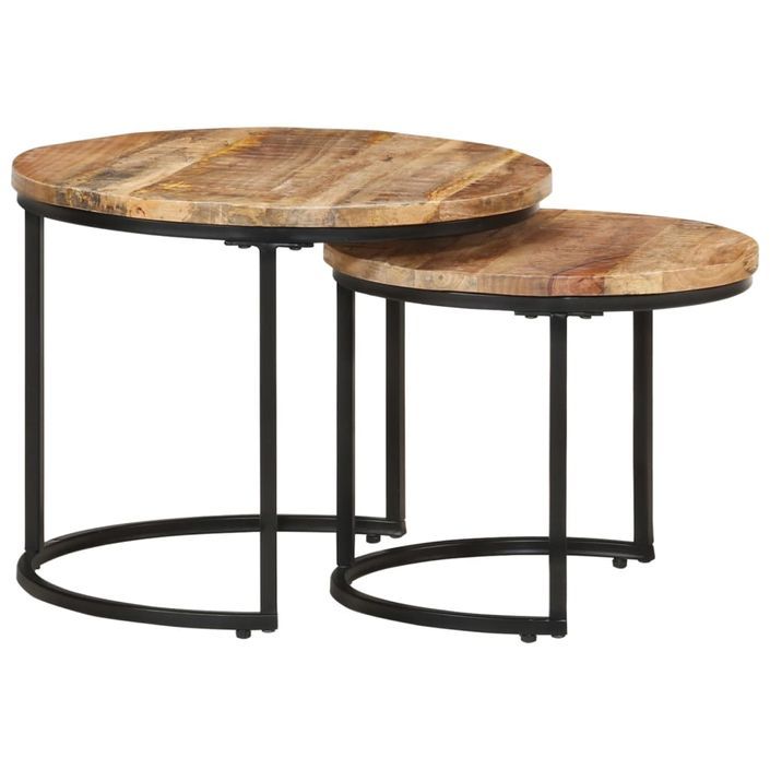 Tables gigognes 2 pcs Bois de manguier brut - Photo n°11