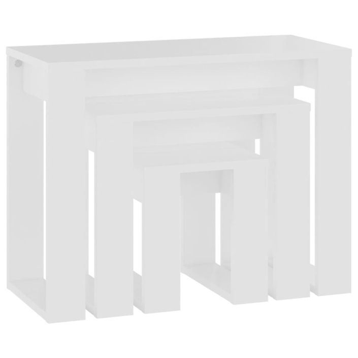 Tables gigognes 3 pcs Blanc 3 - Photo n°5