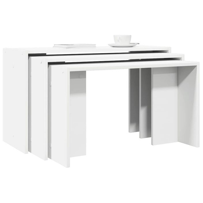 Tables gigognes 3 pcs blanc bois d'ingénierie - Photo n°1