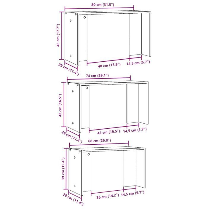 Tables gigognes 3 pcs blanc bois d'ingénierie - Photo n°9