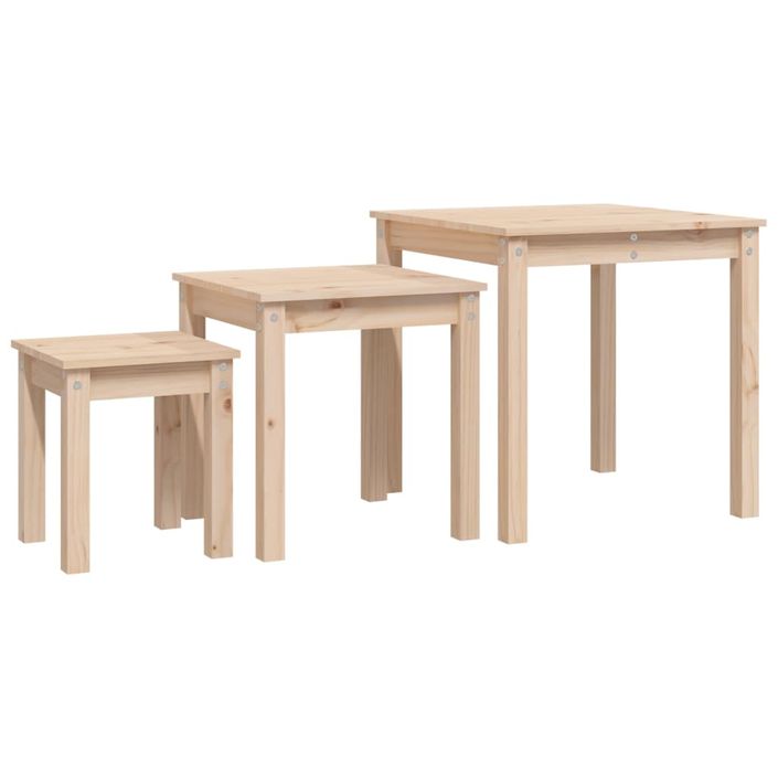 Tables gigognes 3 pcs Bois de pin massif - Photo n°2