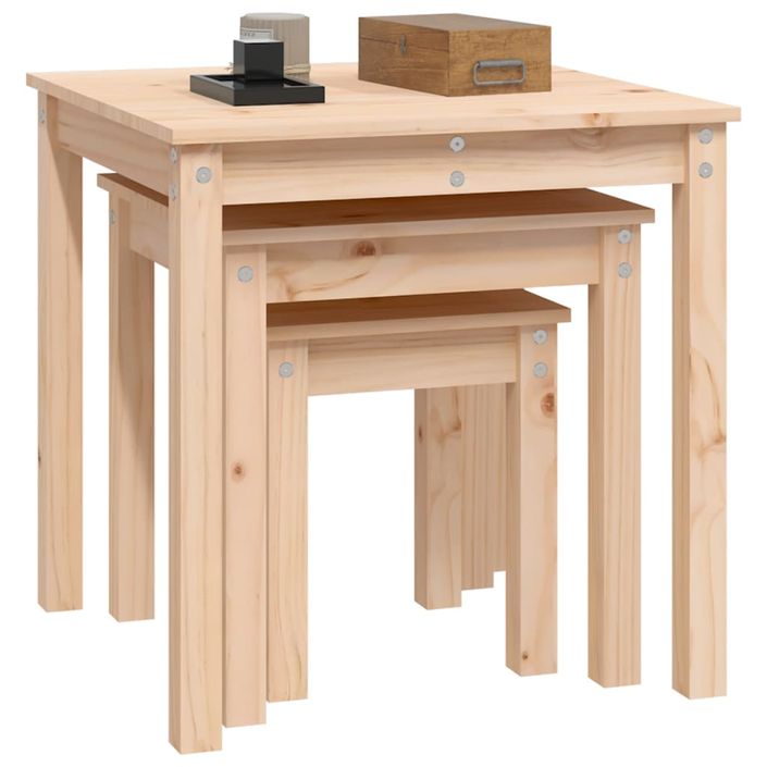 Tables gigognes 3 pcs Bois de pin massif - Photo n°5