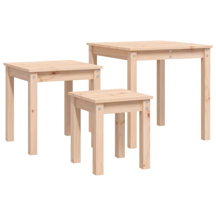 Tables gigognes 3 pcs Bois de pin massif - Photo n°6