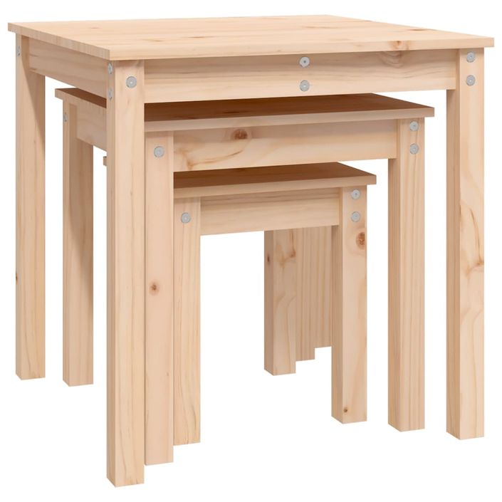 Tables gigognes 3 pcs Bois de pin massif - Photo n°7