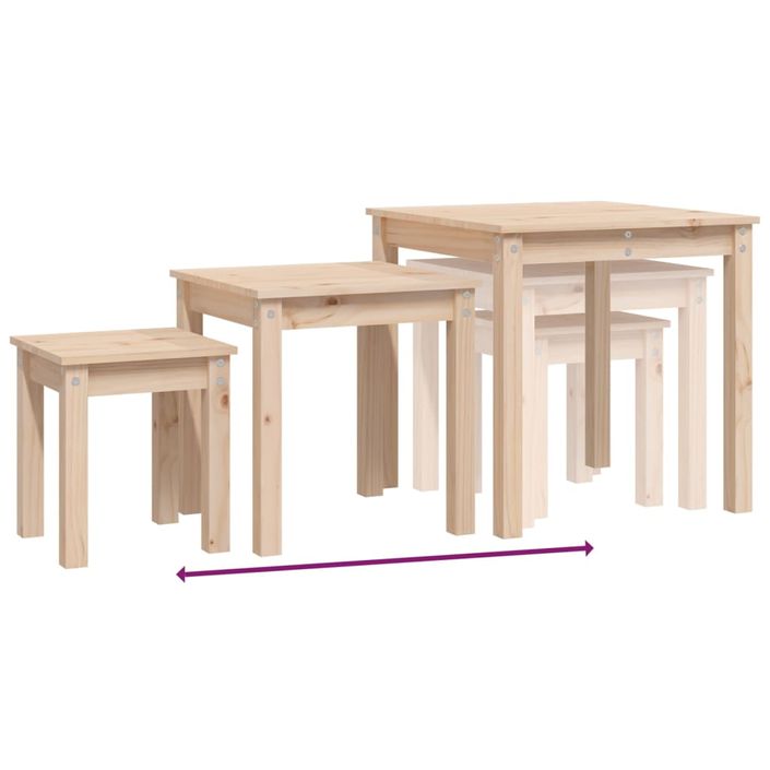 Tables gigognes 3 pcs Bois de pin massif - Photo n°9