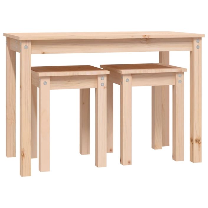 Tables gigognes 3 pcs Bois de pin massif - Photo n°6