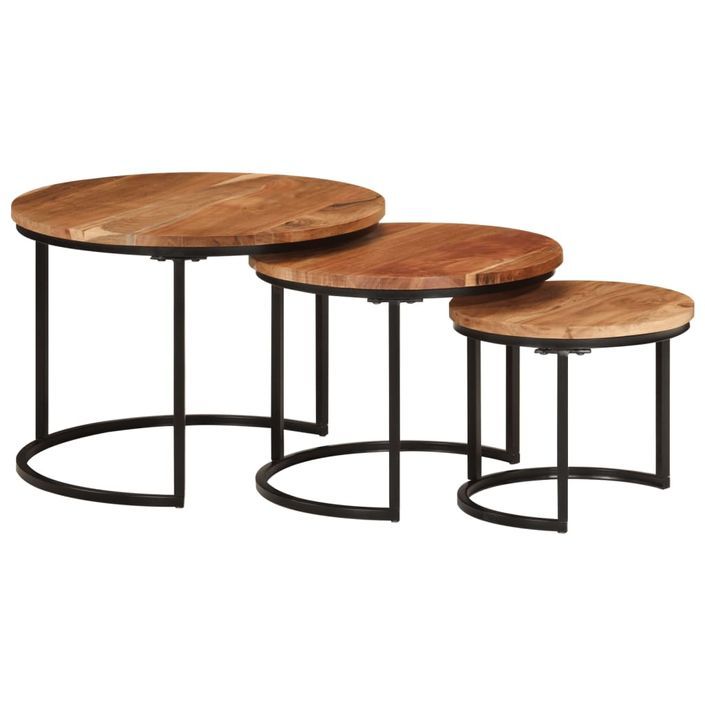 Tables gigognes 3 pcs bois massif d'acacia - Photo n°1