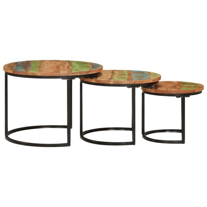 Tables gigognes 3 pcs bois massif de récupération - Photo n°3