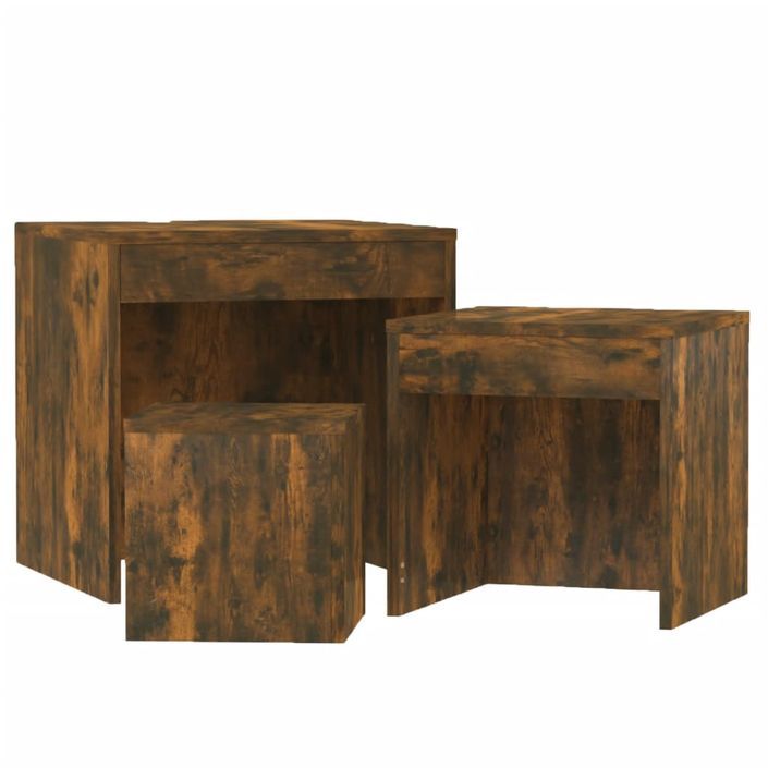 Tables gigognes 3 pcs Chêne fumé Bois d'ingénierie - Photo n°5