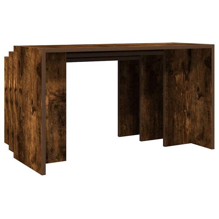 Tables gigognes 3 pcs chêne fumé bois d'ingénierie - Photo n°6