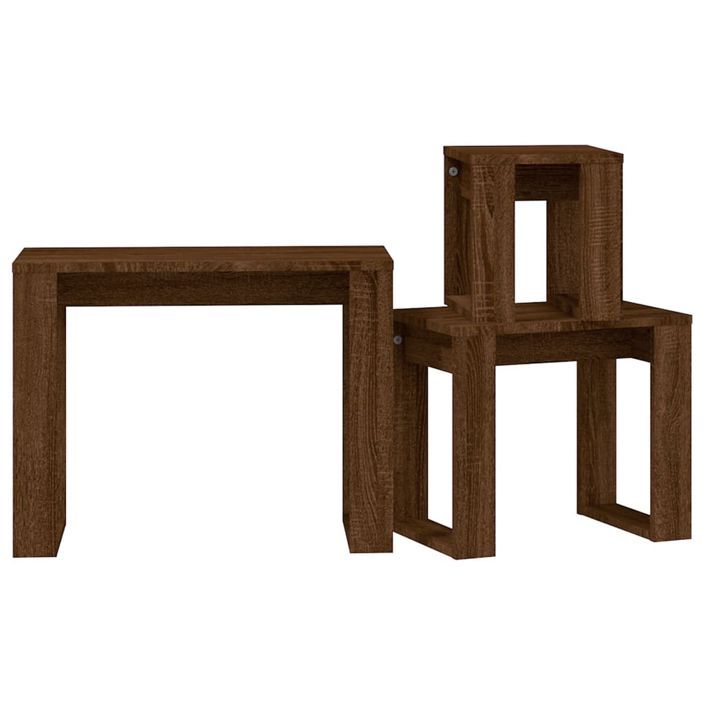 Tables gigognes 3 pcs Chêne marron Bois d'ingénierie - Photo n°6