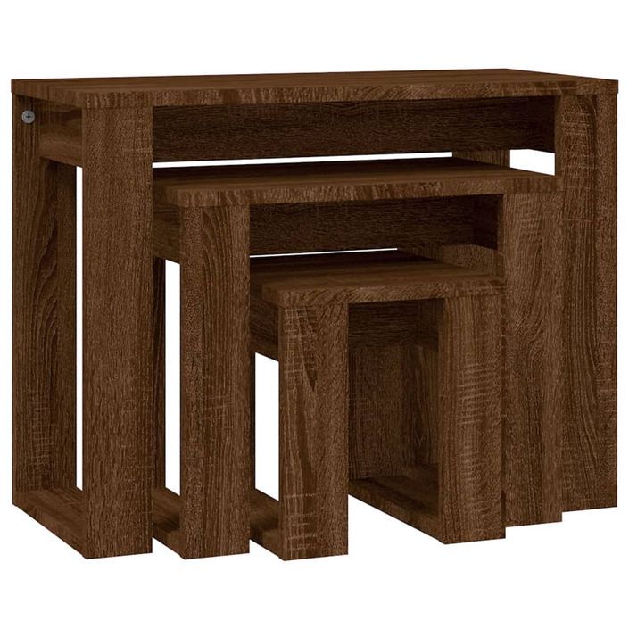 Tables gigognes 3 pcs Chêne marron Bois d'ingénierie - Photo n°7