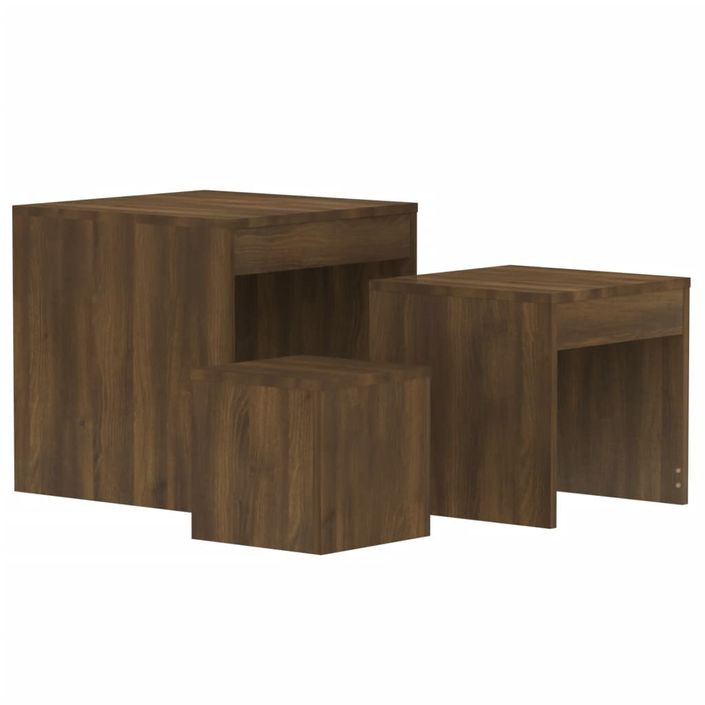 Tables gigognes 3 pcs Chêne marron Bois d'ingénierie - Photo n°2