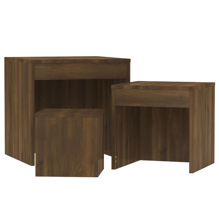 Tables gigognes 3 pcs Chêne marron Bois d'ingénierie - Photo n°5