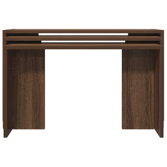 Tables gigognes 3 pcs chêne marron bois d'ingénierie - Photo n°4