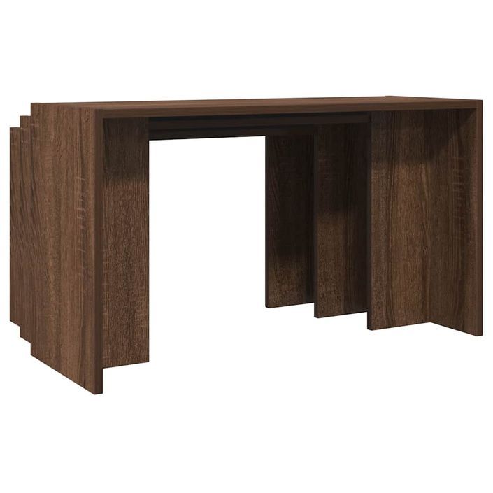 Tables gigognes 3 pcs chêne marron bois d'ingénierie - Photo n°6