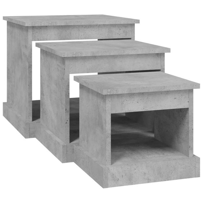 Tables gigognes 3 pcs gris béton bois d'ingénierie - Photo n°5