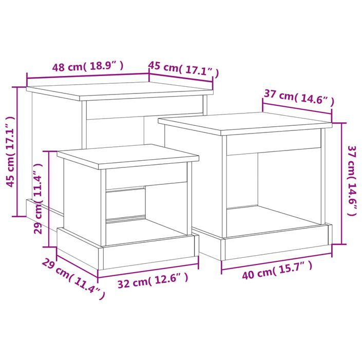 Tables gigognes 3 pcs gris béton bois d'ingénierie - Photo n°9