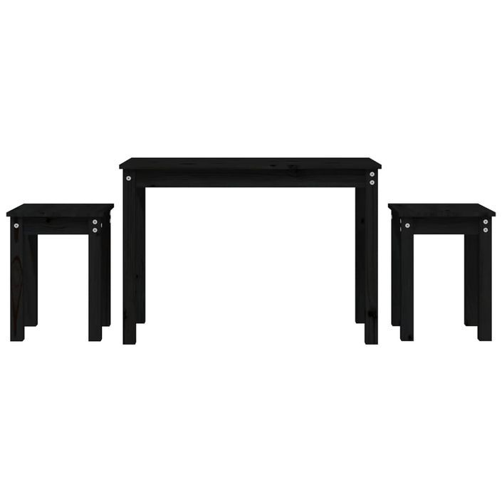 Tables gigognes 3 pcs Noir Bois de pin massif - Photo n°2