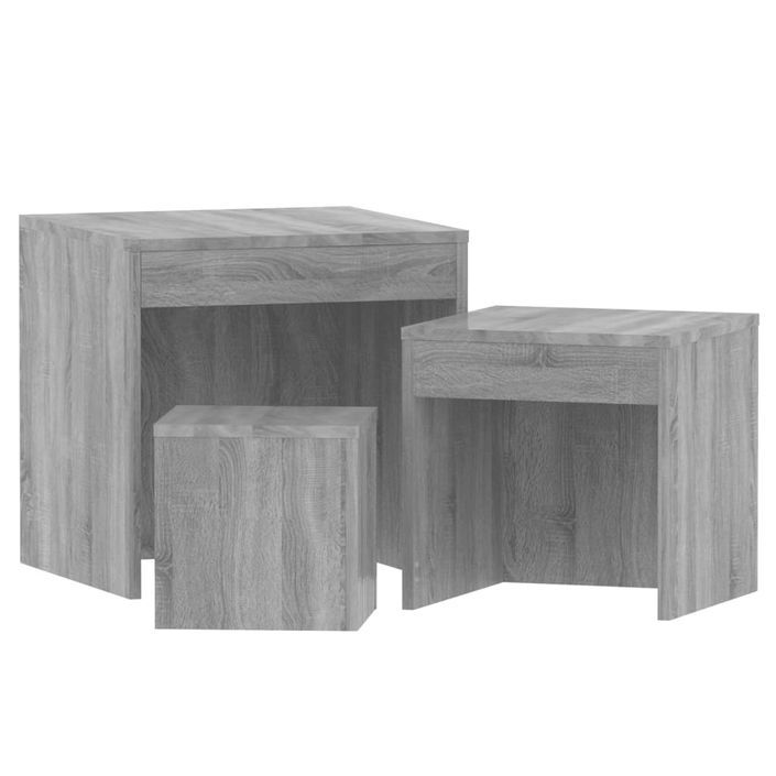 Tables gigognes 3 pcs Sonoma gris Bois d'ingénierie - Photo n°5