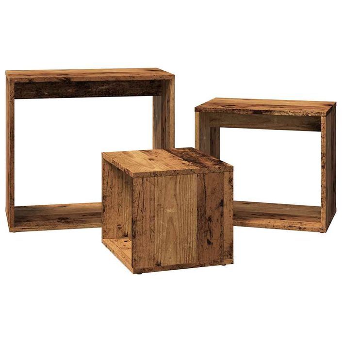 Tables gigognes 3 pcs vieux bois bois d'ingénierie - Photo n°5