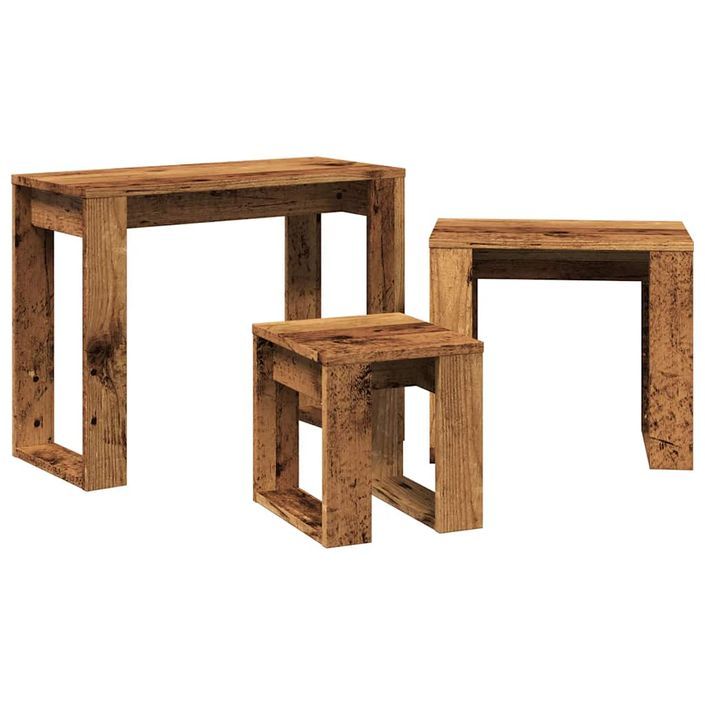 Tables gigognes 3 pcs vieux bois bois d'ingénierie - Photo n°5