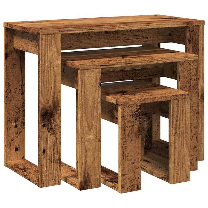 Tables gigognes 3 pcs vieux bois bois d'ingénierie - Photo n°7