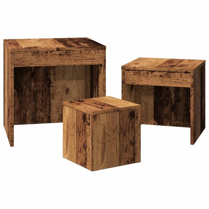 Tables gigognes 3 pcs vieux bois bois d'ingénierie - Photo n°5