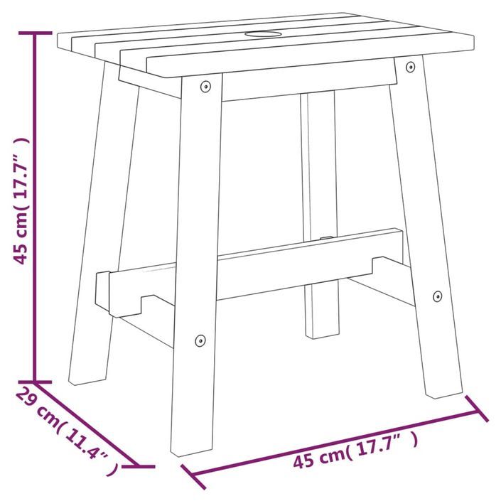 Tabouret 45x29x45 cm Rectangulaire Bois d'acacia solide - Photo n°7