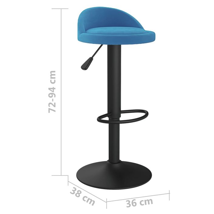 Tabouret assise arrondie velours bleu Luna - Lot de 2 - Photo n°9