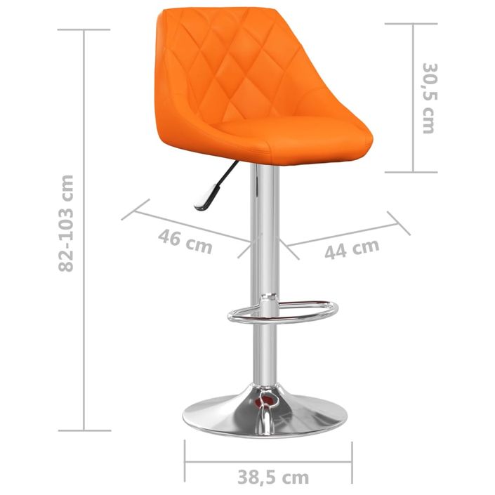 Tabouret avec dossier et assise en simili cuir orange Loka - Photo n°6