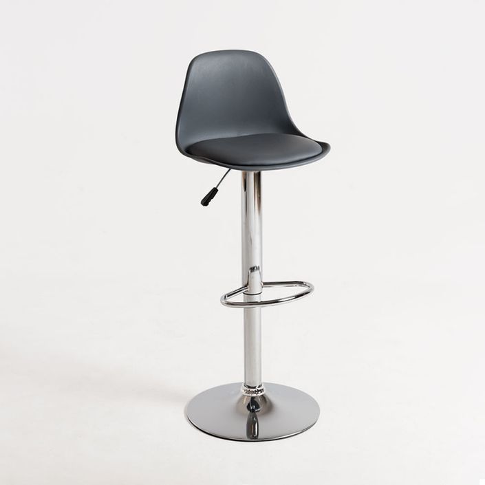 Tabouret avec dossier simili cuir gris Lennie - Photo n°1