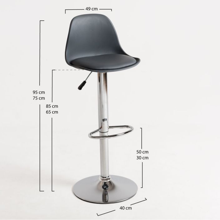 Tabouret avec dossier simili cuir gris Lennie - Photo n°2