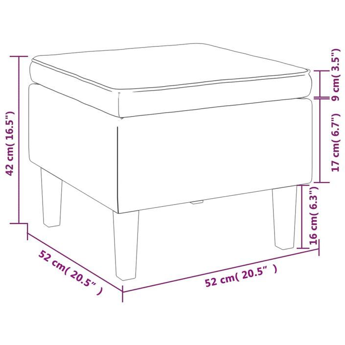 Tabouret avec pieds en bois Crème Velours - Photo n°5