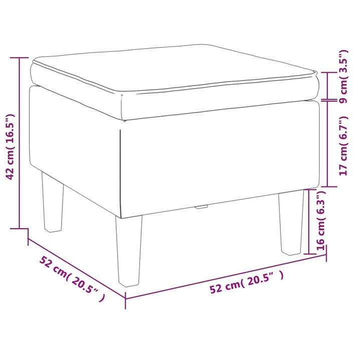 Tabouret avec pieds en bois Crème Velours - Photo n°5