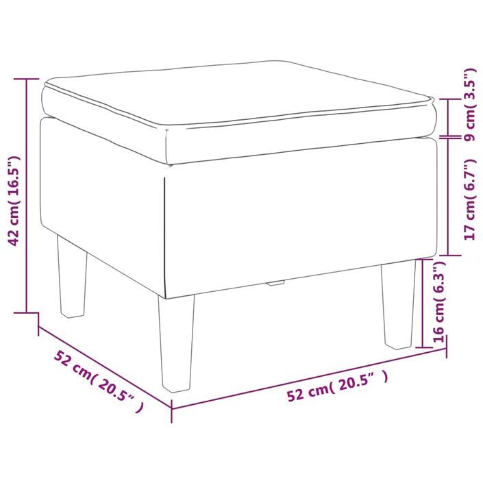 Tabouret avec pieds en bois Gris foncé Tissu - Photo n°6