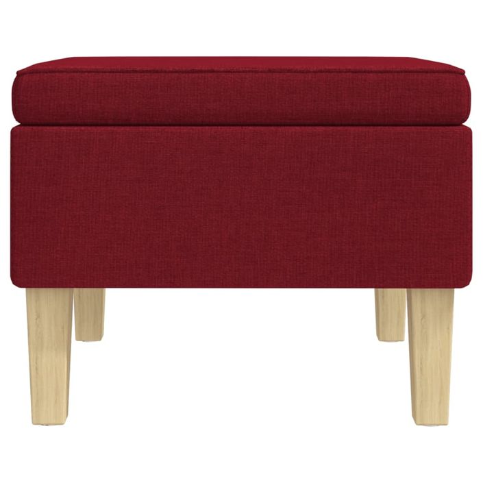 Tabouret avec pieds en bois Rouge bordeaux Tissu - Photo n°3