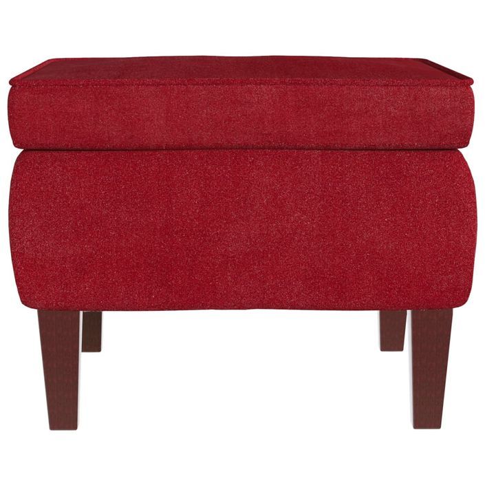 Tabouret avec pieds en bois Rouge bordeaux Velours - Photo n°3