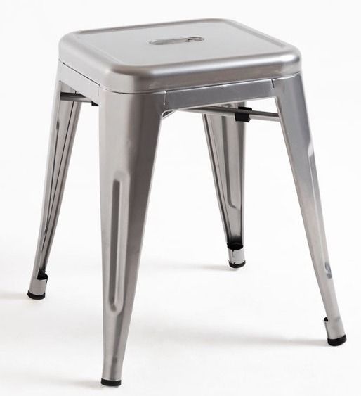 Tabouret bas industriel acier brillant Kontoir 45 cm - Photo n°1