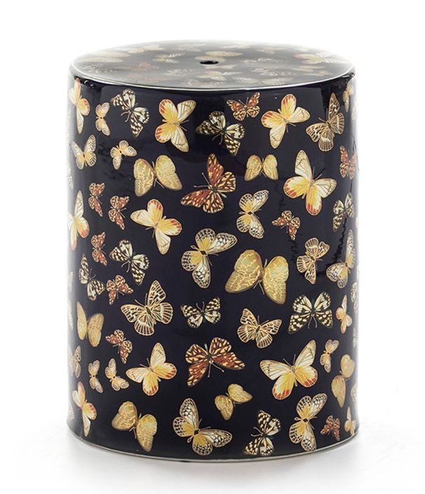 Tabouret bas oriental motifs papillons Ethy - Photo n°1