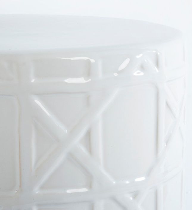 Tabouret bas rond céramique blanc Laizy 2 - Photo n°2